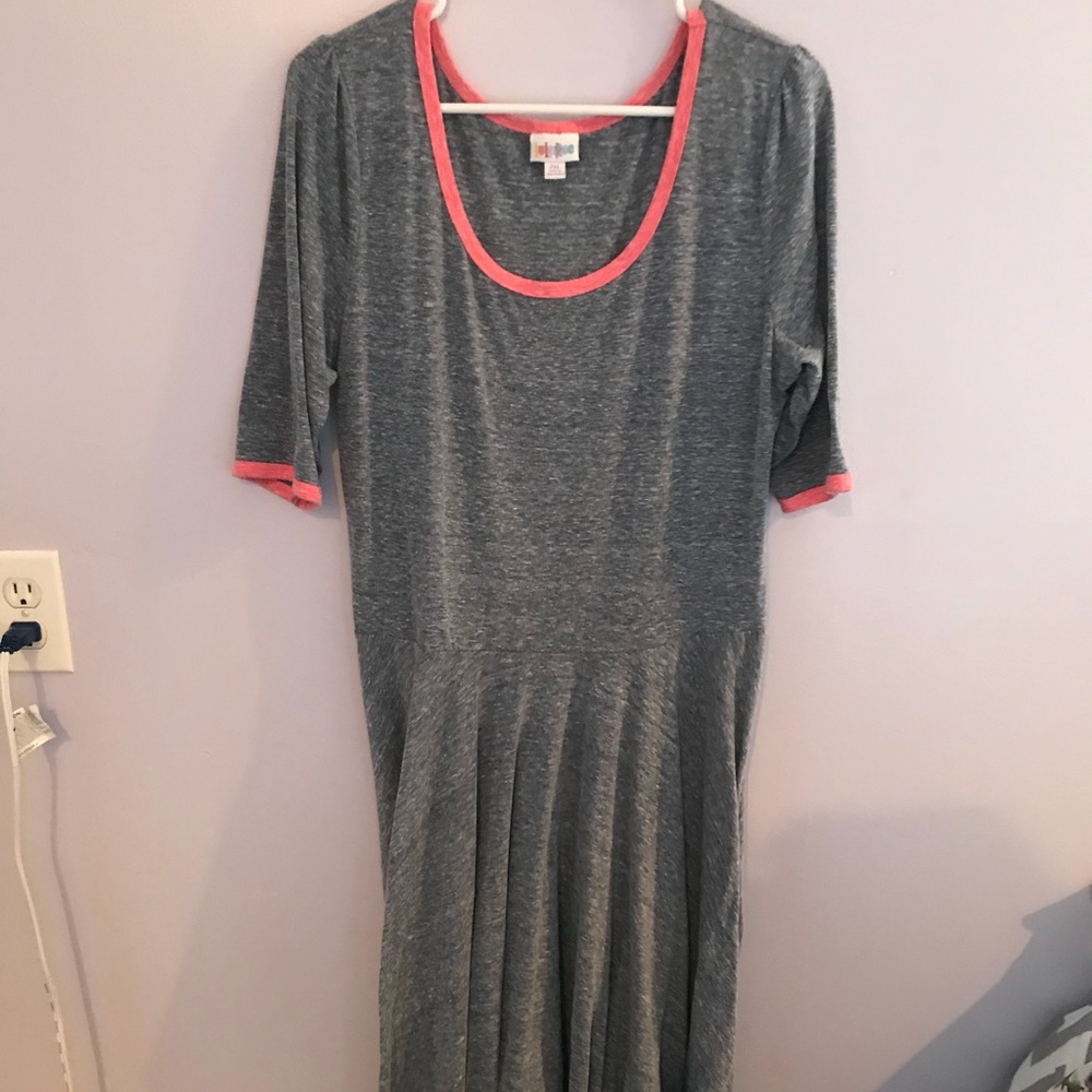 LuLaRoe Pink and Blue Marled Dress